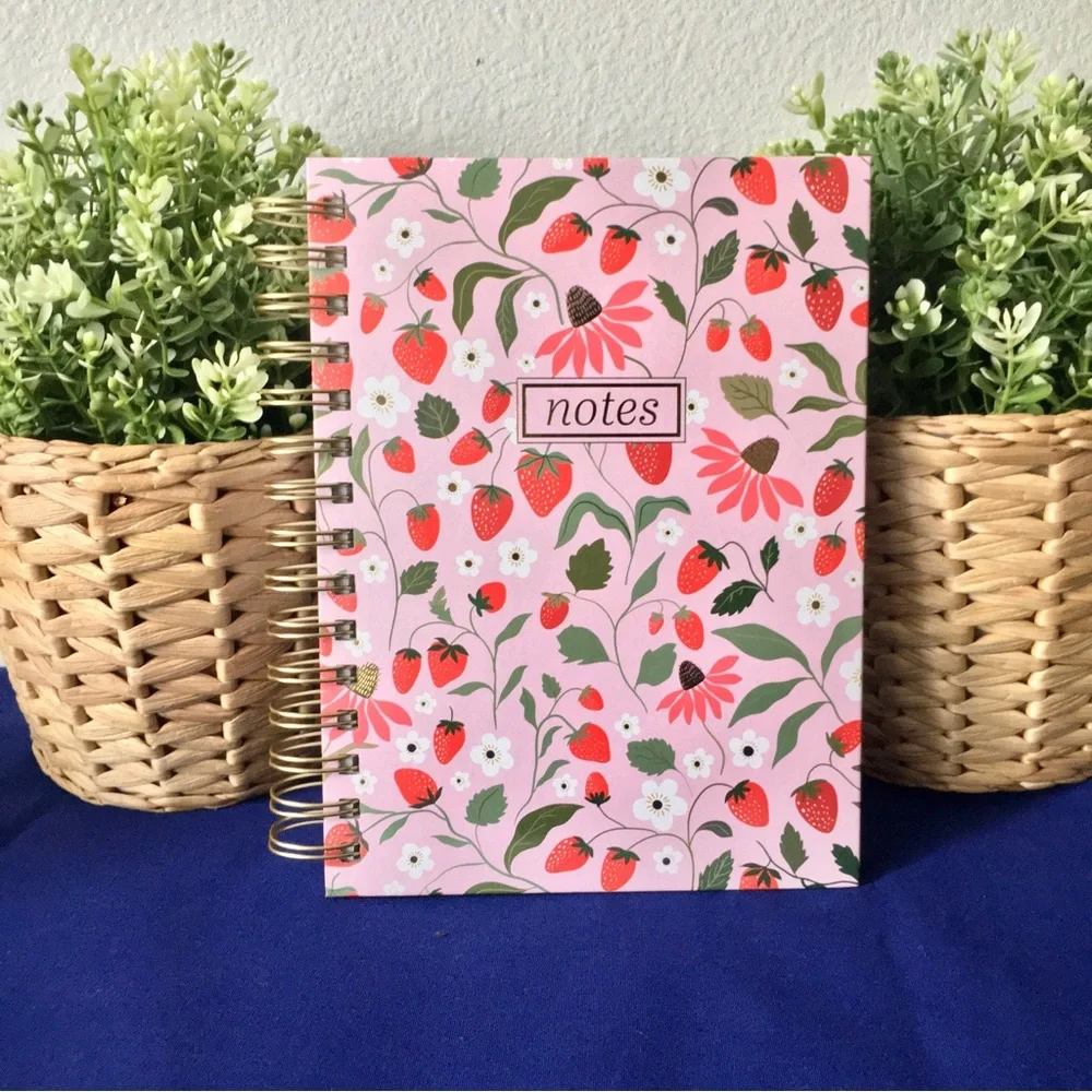 Wild Flower and Strawberry Spiral Notebook